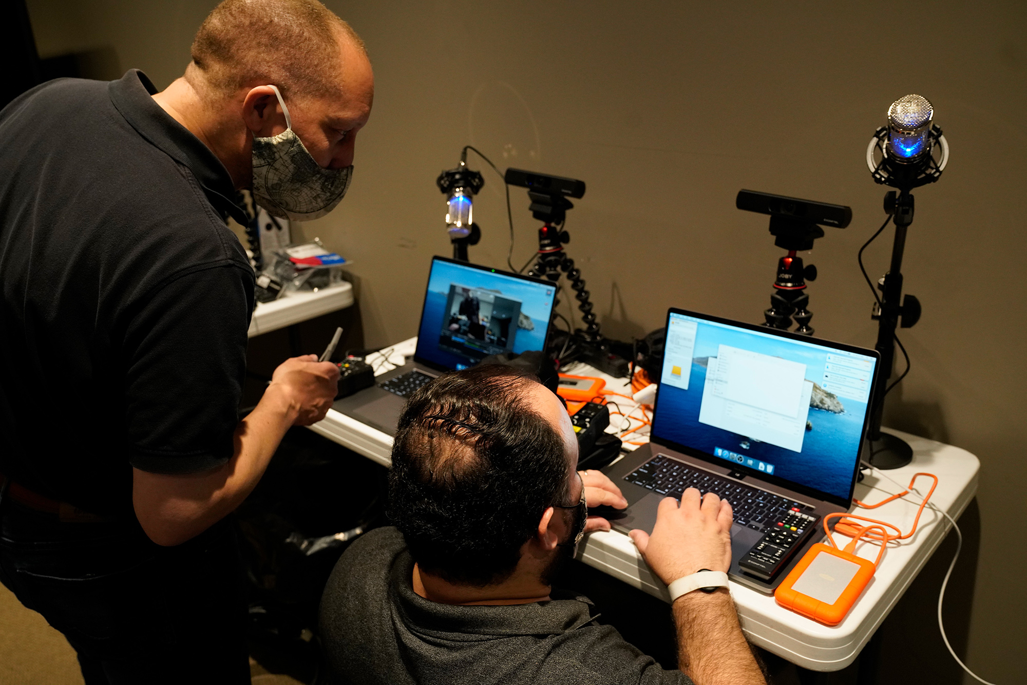 Todd Thaxton and Will Gabriele set up and prep the drop kits.