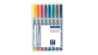 Staedtler Lumocolor Non-Permanent Marker - 0.4mm Super Fine, Assorted Colors (8-Pack)