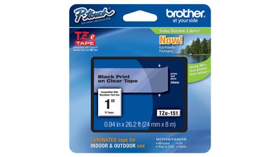 Brother P-Touch Label Tape - 1", Black on Clear