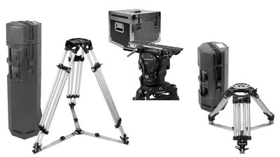 OConnor 2575D with Ronford HD Baby & Tall Tripods with Spreaders and Tuffpak Cases