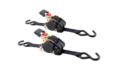 Erickson 34415 Pro Series Retractable Ratcheting Tie-Down Strap - 1" x 10', Black (2-Pack)