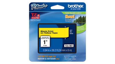 Brother P-Touch Label Tape - 1", Black on Yellow