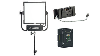 Litepanels Gemini 1x1 RGBWW LED Panel with Battery Plate & Titon 150 Lithium-ion Battery (Gold Mount)