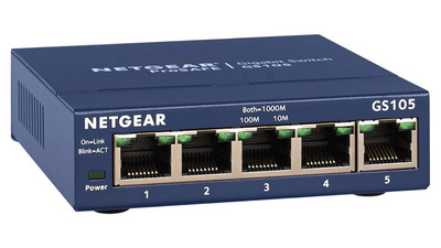 NETGEAR ProSAFE GS105 5-Port Gigabit Desktop Switch - 10/100/1000 Mbps