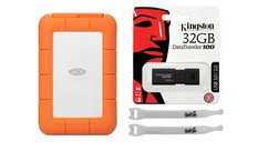 LaCie Rugged Mini USB 3.0 - 2TB with Kingston 32GB Flash Drive and AbelCine Cable Tie