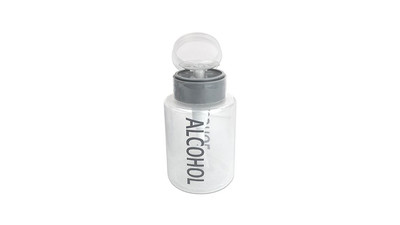 Alcohol Push Down Dispenser - Clear, Labeled Bottle (9 oz)