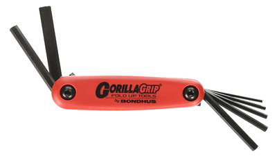 Bondhus 12587 GorillaGrip Set of Metric Hex Fold-up Keys - 2mm to 8mm
