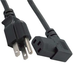 18AWG Right Angle PC Power Cord (C13/5-15P) - 6', Black