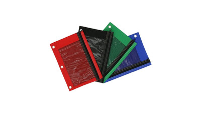 BAZIC 3-Ring Pencil Pouch with Mesh Window - Assorted Colors
